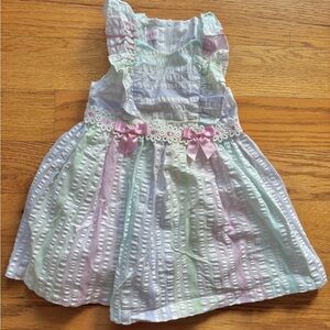 Bonnie Baby Spring Pastel-Striped Seersucker Sun Dress - 18 Mos